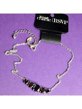 Charming Charlie RSVP Black Faceted Silver Tone Necklace NWT